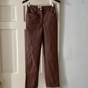 Wilfred Aritzia Brown Faux Vegan Soft Leather Pants Women’s size 0 New!